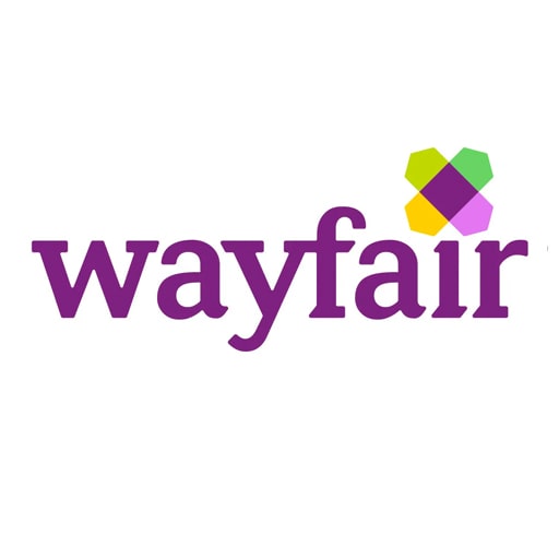A round coffee table in front of a white curved sofa from Wayfair